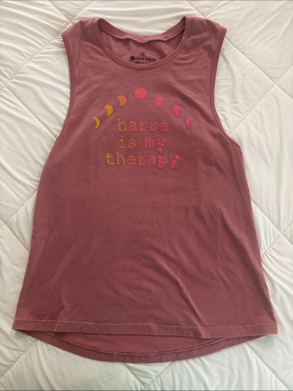 Pure Barre Mauve Muscle Tank with Moon Graphic